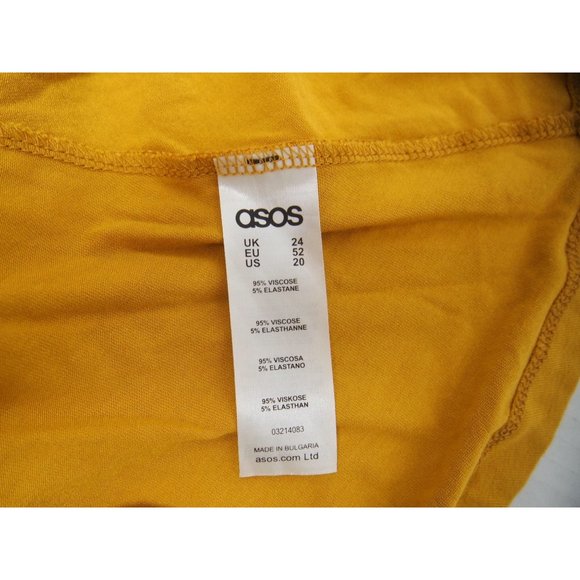 Asos Curve Womens Dress 20 Knit Long Sleeve Swing T-shirt Mustard Yellow Maxi - Picture 5 of 6